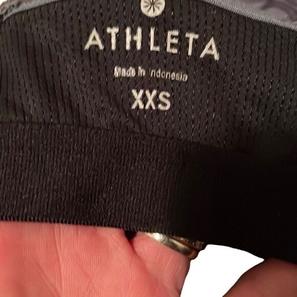 EUC Athleta Harmonious Gray Black Lace Pattern Strappy Yoga Top Tank XXS - Picture 7 of 7